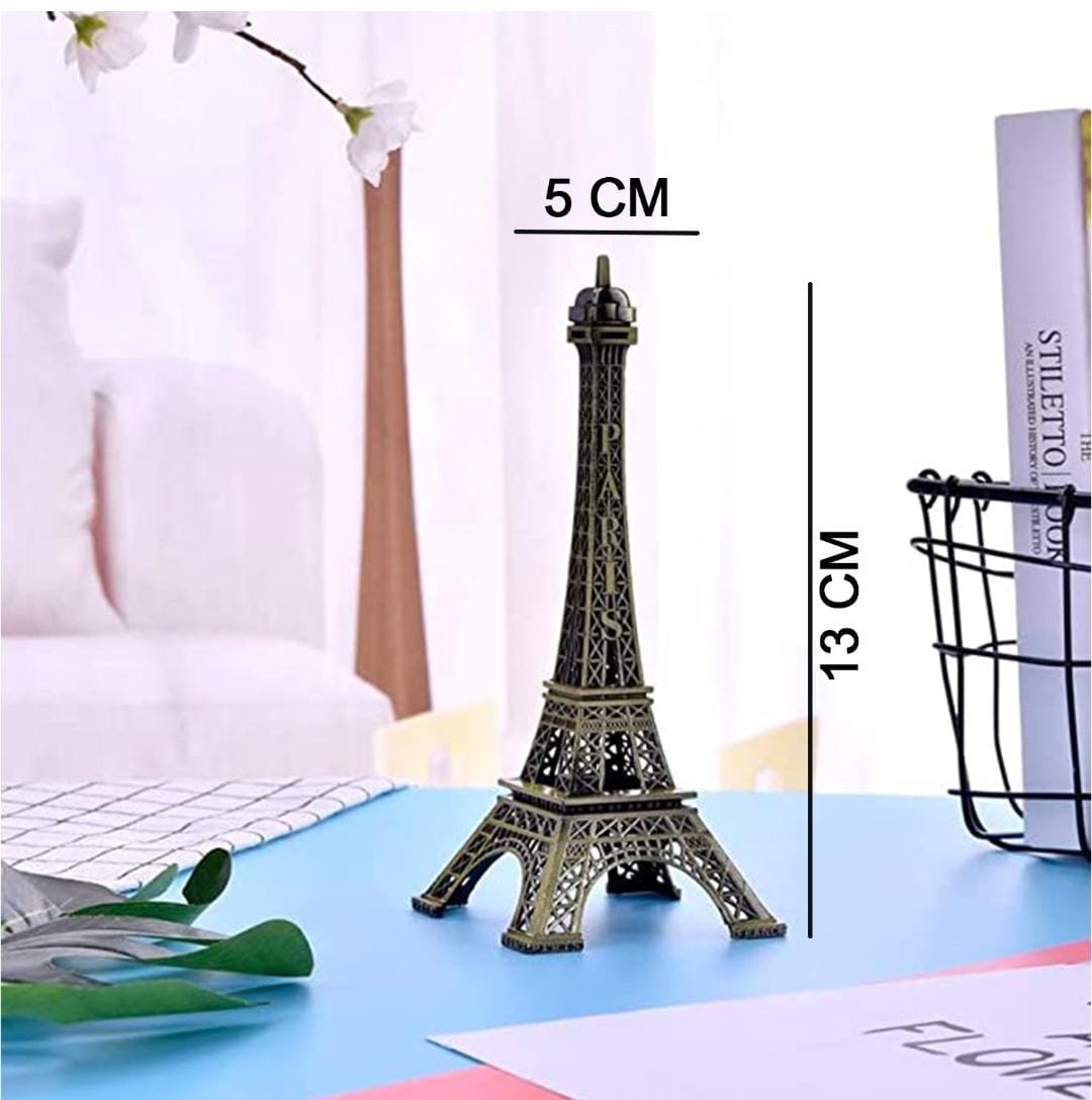 Vintage Paris Eiffel Tower Decorative Showpiece – Metal Tabletop Décor (13 cm)